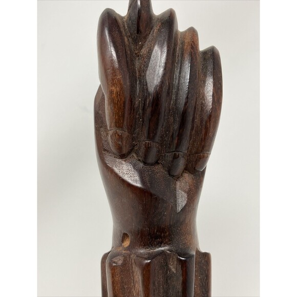 Hand Carved Tribal Tiki Face Bust Statue BRAZIL South America Heavy Wood Vintage - Picture 8 of 16